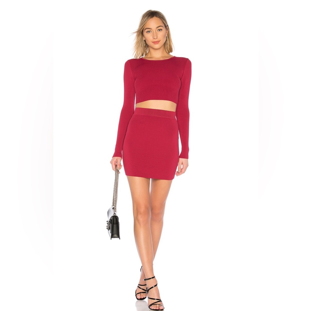 Revolve Two-Piece Skirt Set - Dark Pink